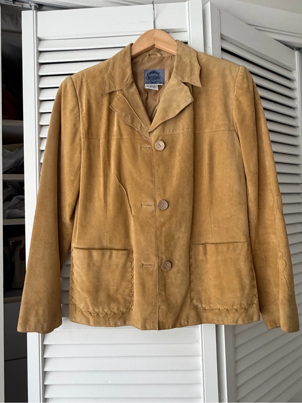 Cambridge Dry Goods Mustard Suede Button-Front Jacket